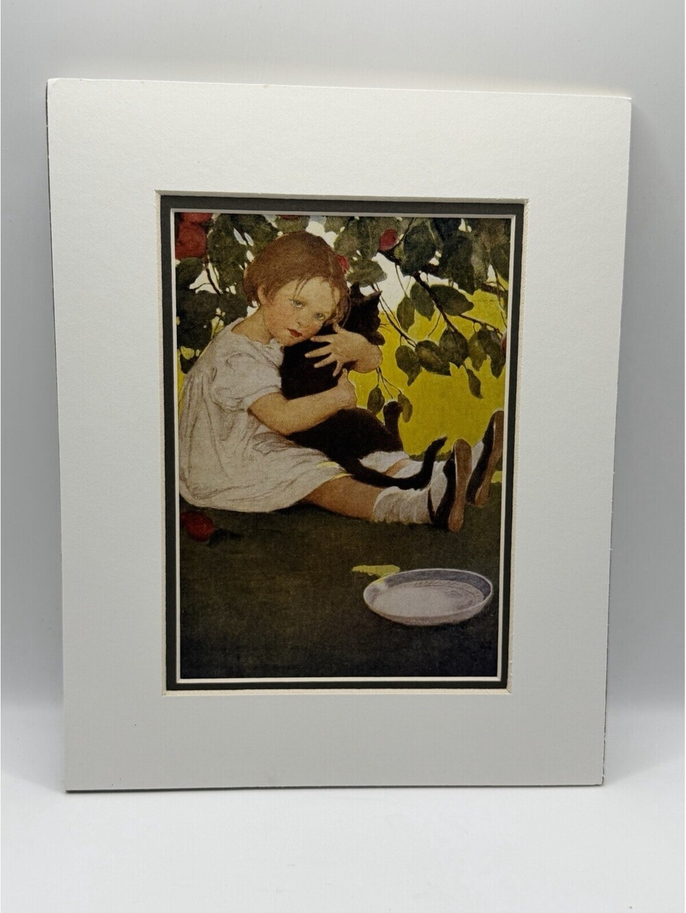 art print Child Hugging A Cat